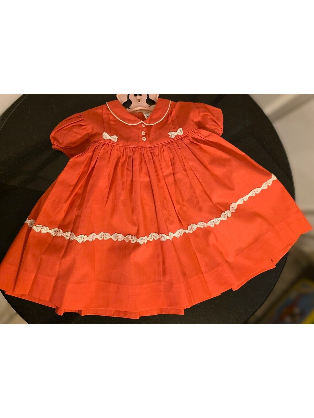 VTG 1950s RARE NEW NANNETTE BABE FROCK Sunset Orange Baby Girl Dress 12 Months